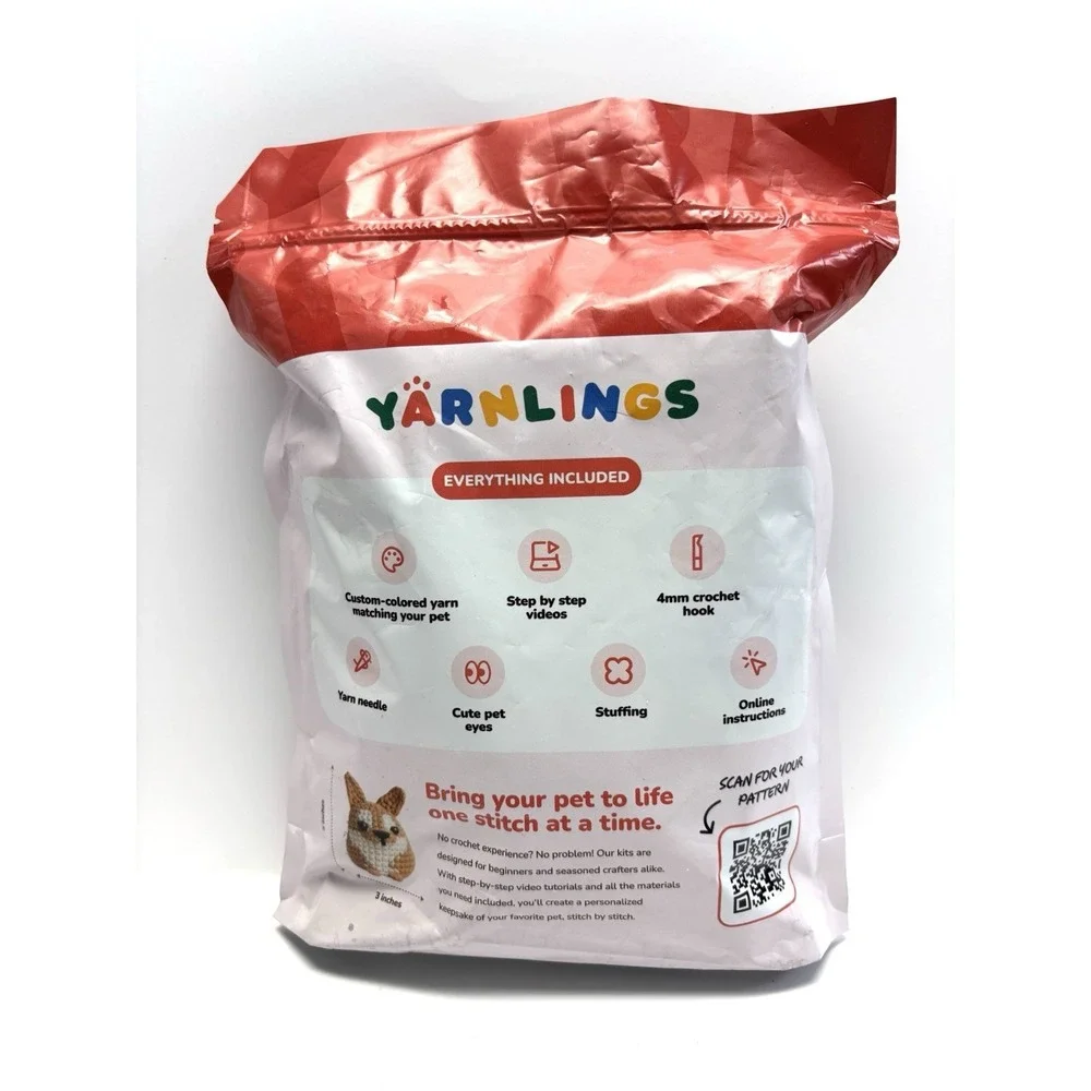 Yarnlings Personalized Pet Crochet Kit Dog DIY Beginner Craft Set Sealed